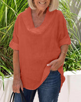 Enfärgad linneöverdel med halvärmar